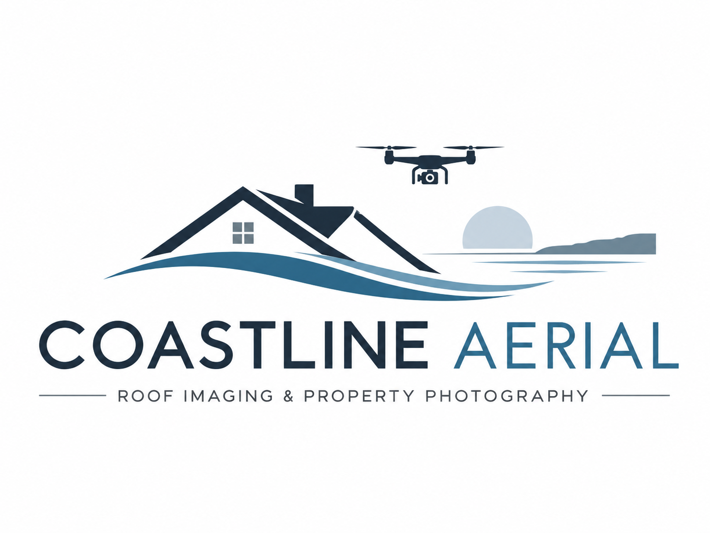 Coastline Aerial logo showing a roof, coastline and drone
